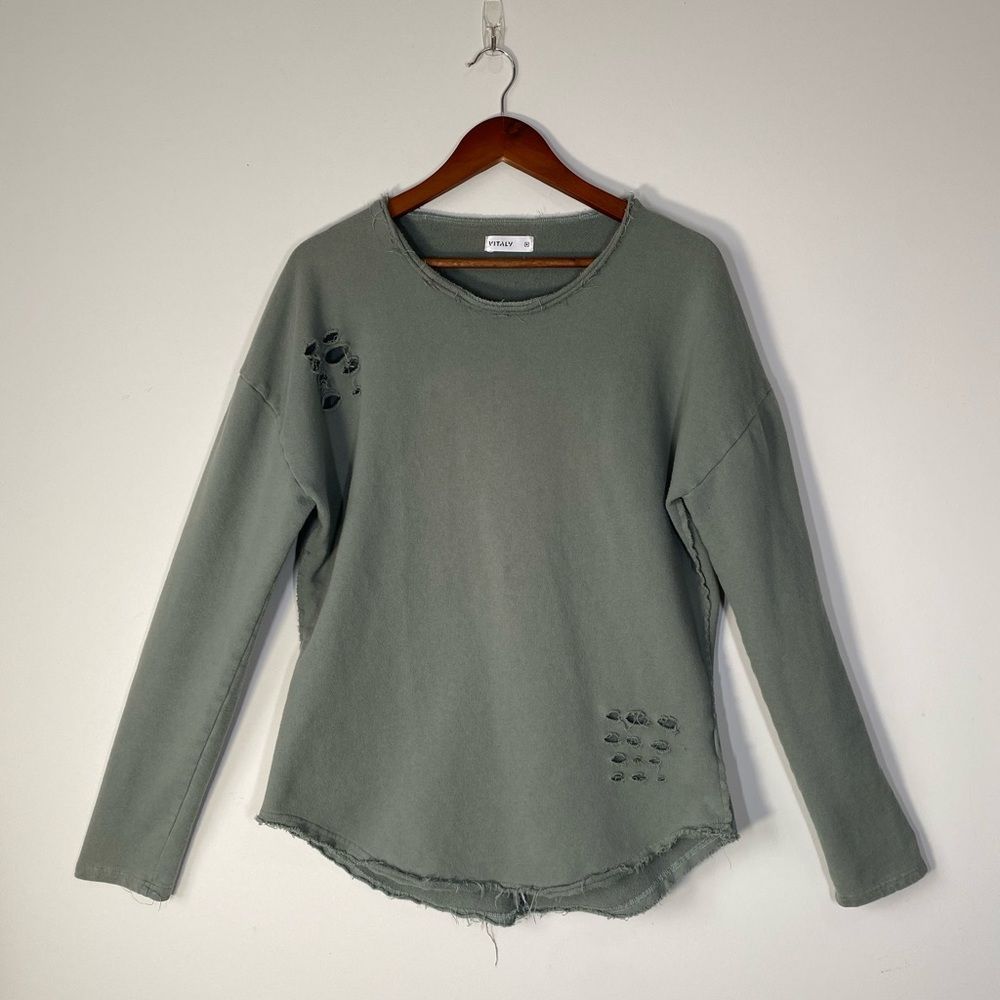 Vitaly Distressed Cotton Sweater Sz M